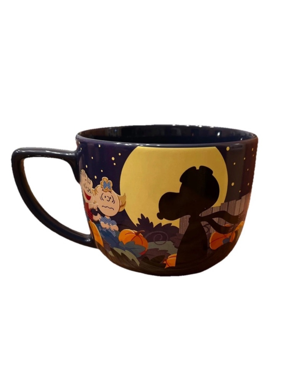 Hallmark Peanuts Halloween Moonlit Ceramic Mug in Navy and Yellow